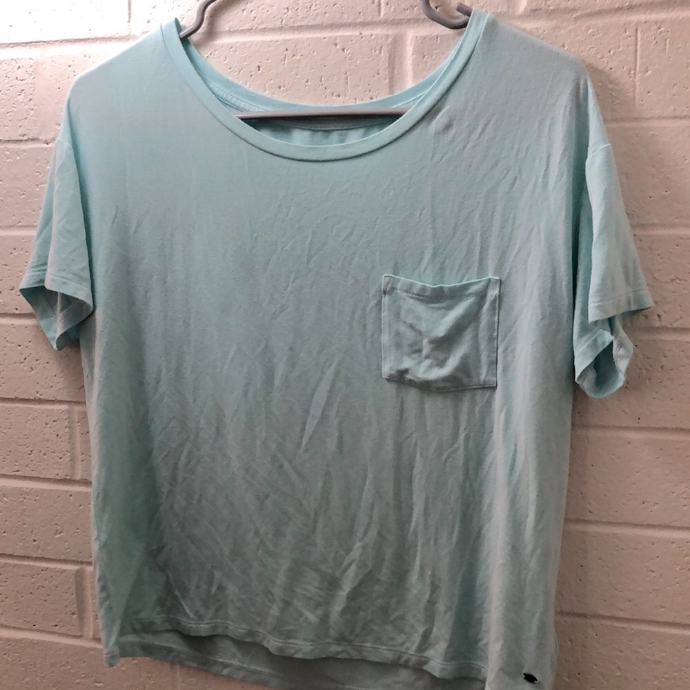American Eagle Outfitters Soft & Sexy Light Blue Cropped Pocket Tee, Sz. XS